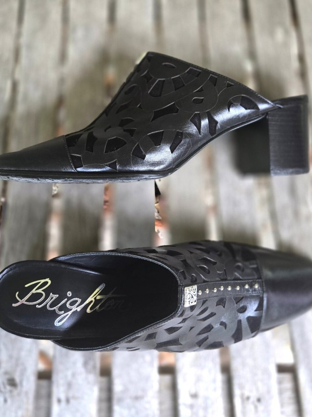 New BRIGHTON Turin Black Leather Slip On Mules Shoes 9 - Picture 4 of 5